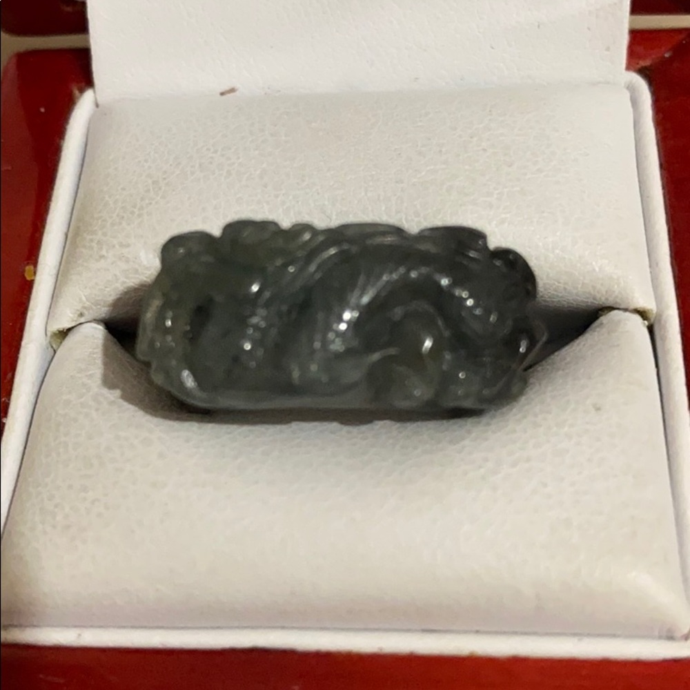 Real jade stone dragon ring